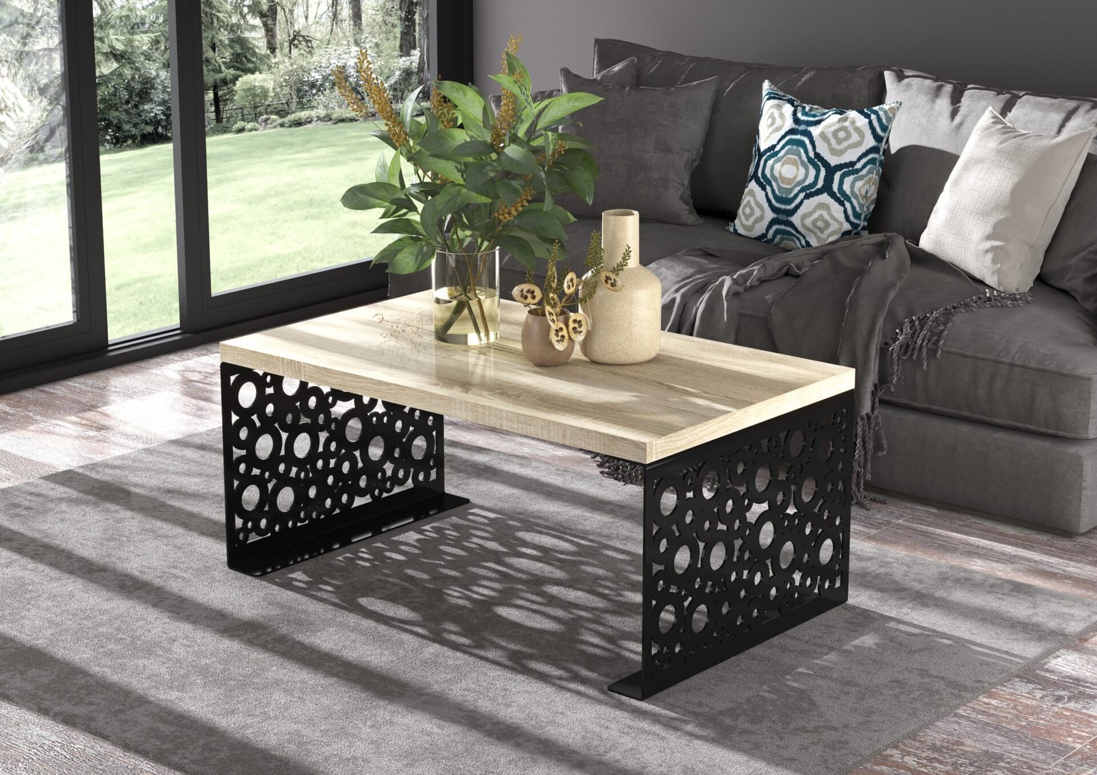 RINA coffee table, 100x60, black/Sonoma, ADRK - Image 2