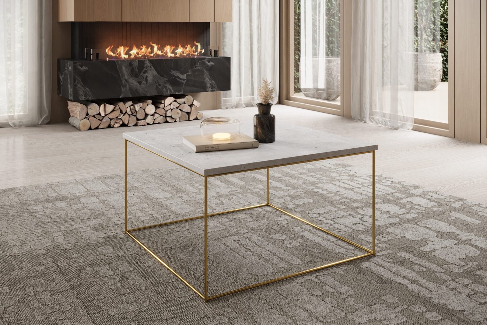 Roni coffee table, gold/concrete, ADRK - Image 2