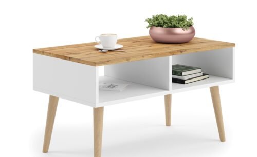SANA coffee table, 90×50, white/gold, ADRK