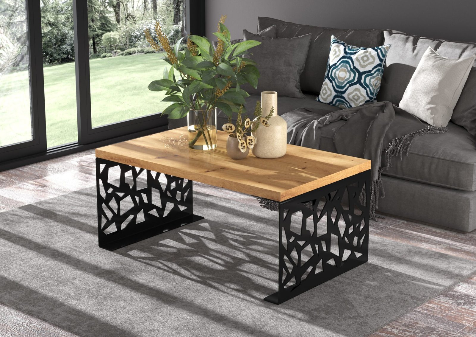 SEMARA coffee table, 100x60, black/artisanal, ADRK - Image 2