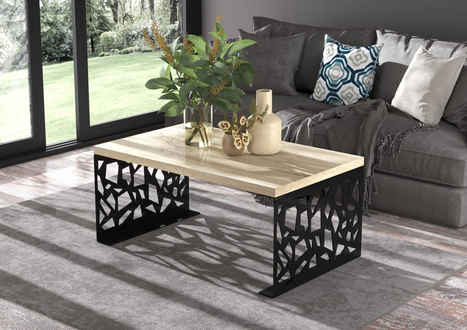 SEMARA coffee table, 100x60, black/Sonoma, ADRK - Image 2