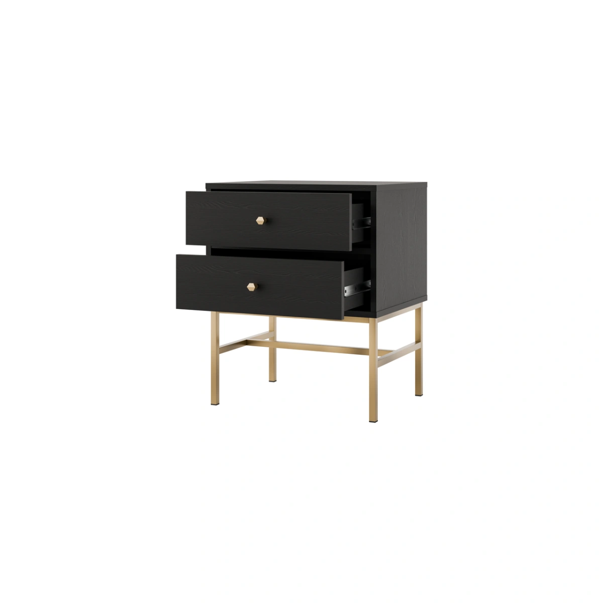 Tokyo 2S bedside table with drawers, black - Image 6