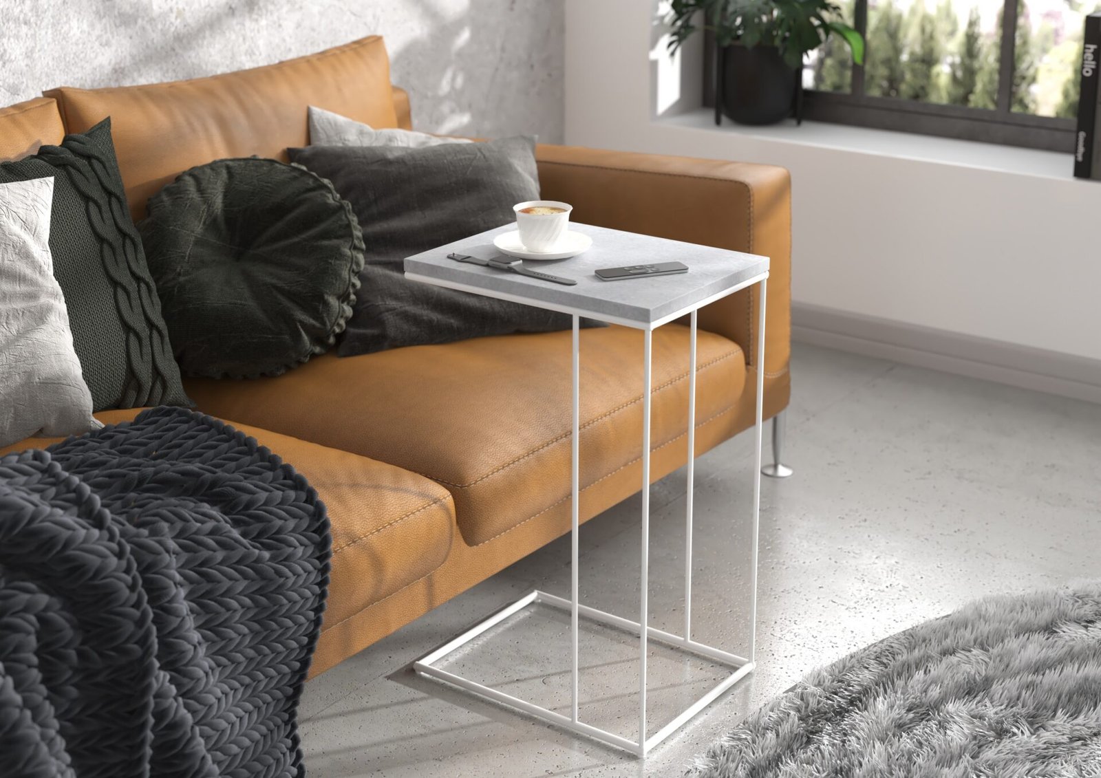 DRU side table, white/concrete, ADRK - Image 2