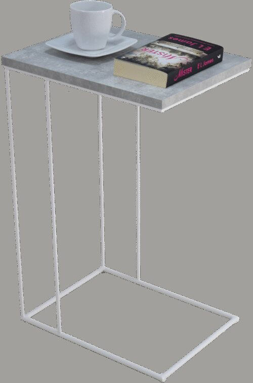 DRU side table, white/concrete, ADRK