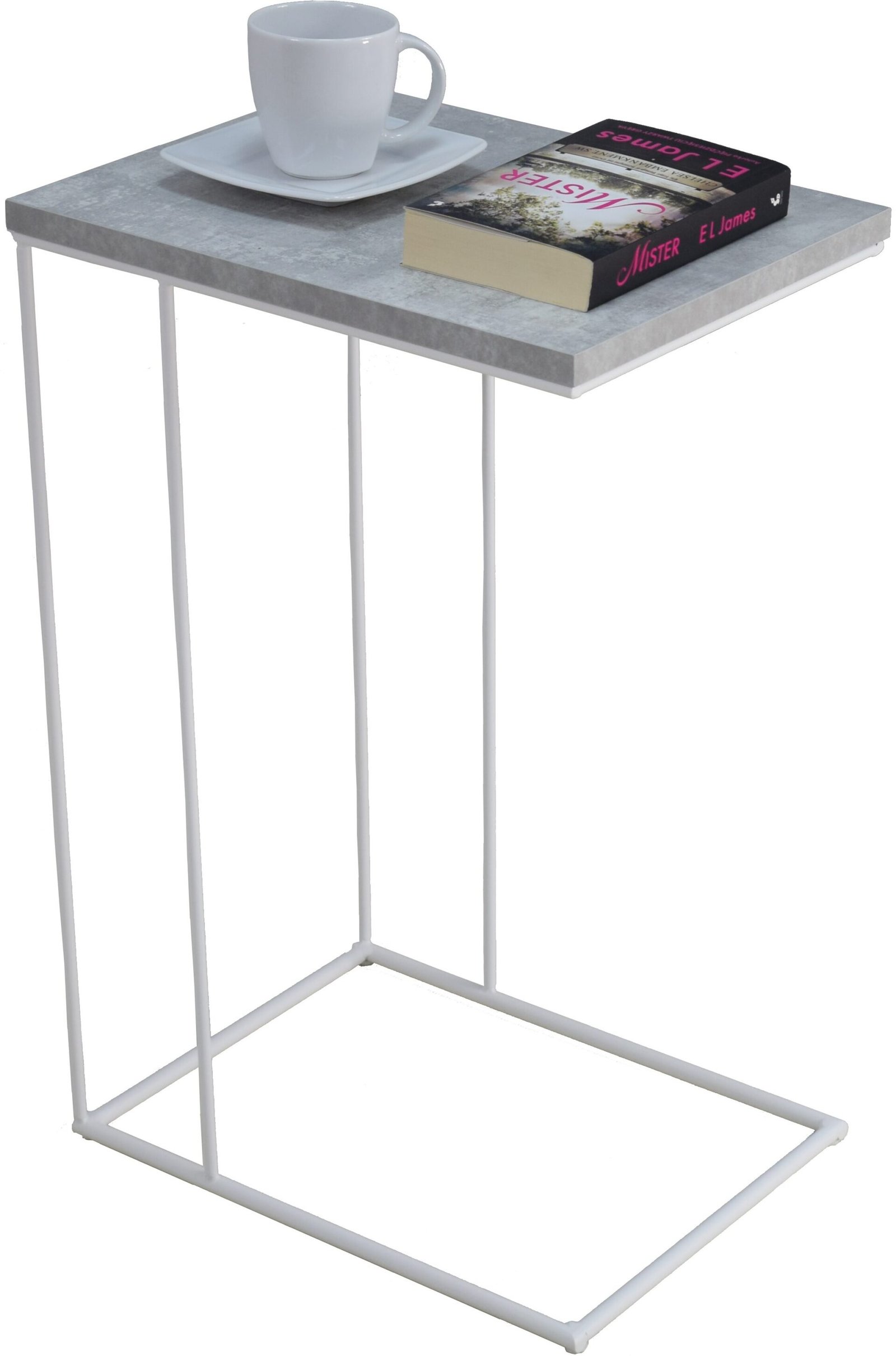 DRU side table, white/concrete, ADRK