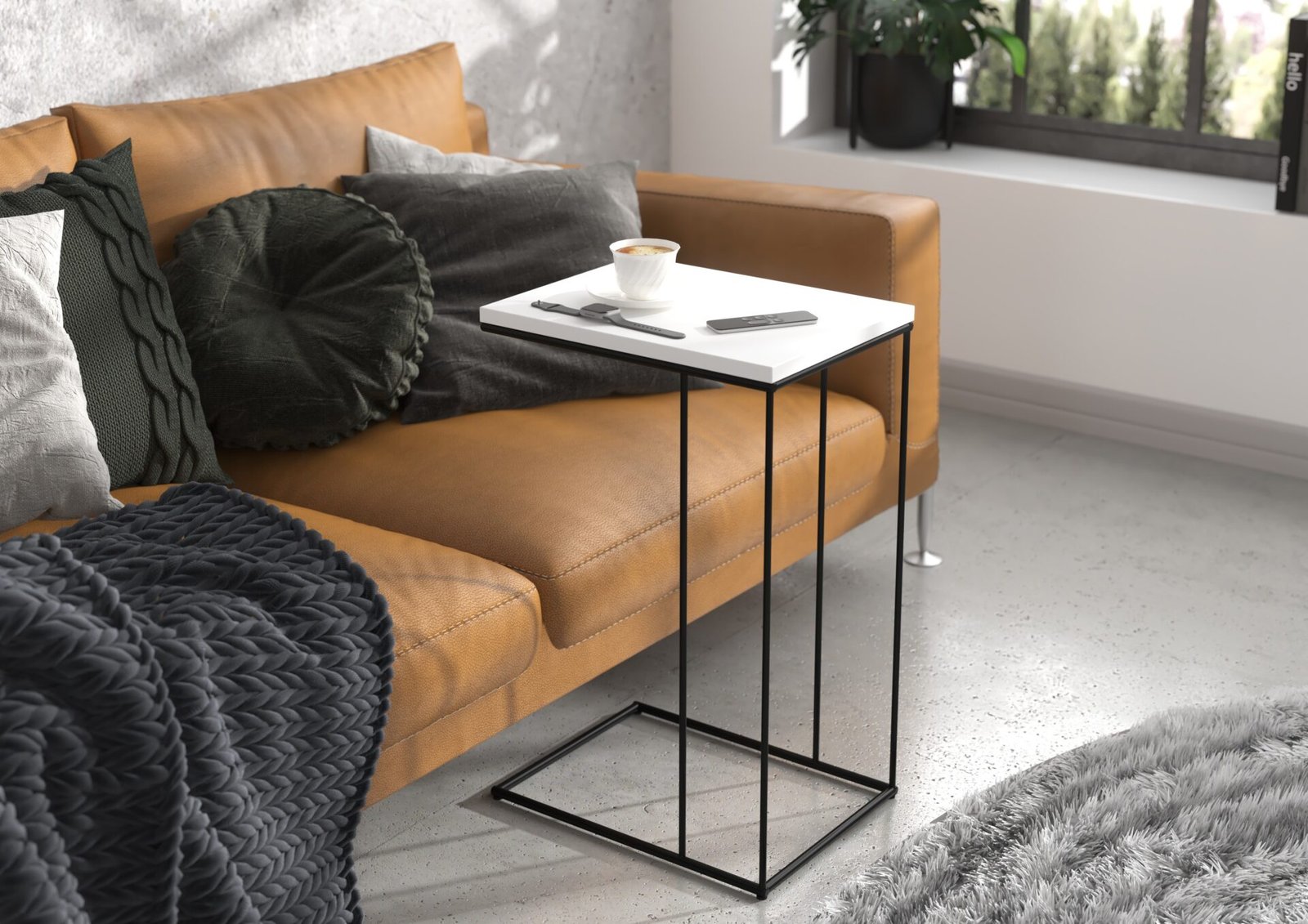 DRU side table, black/white, ADRK - Image 2