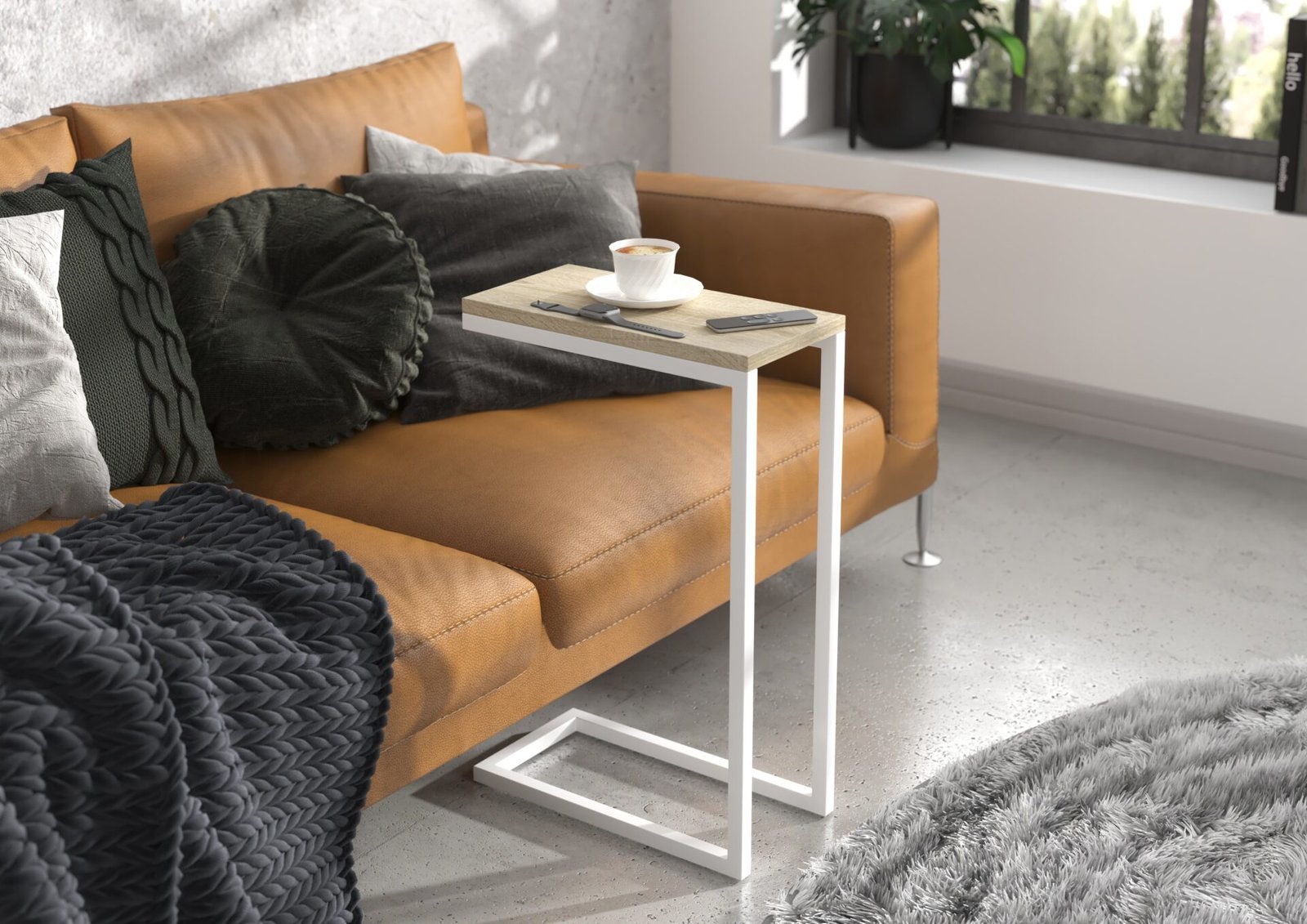 SPARK side table, white/Sonoma, ADRK - Image 2