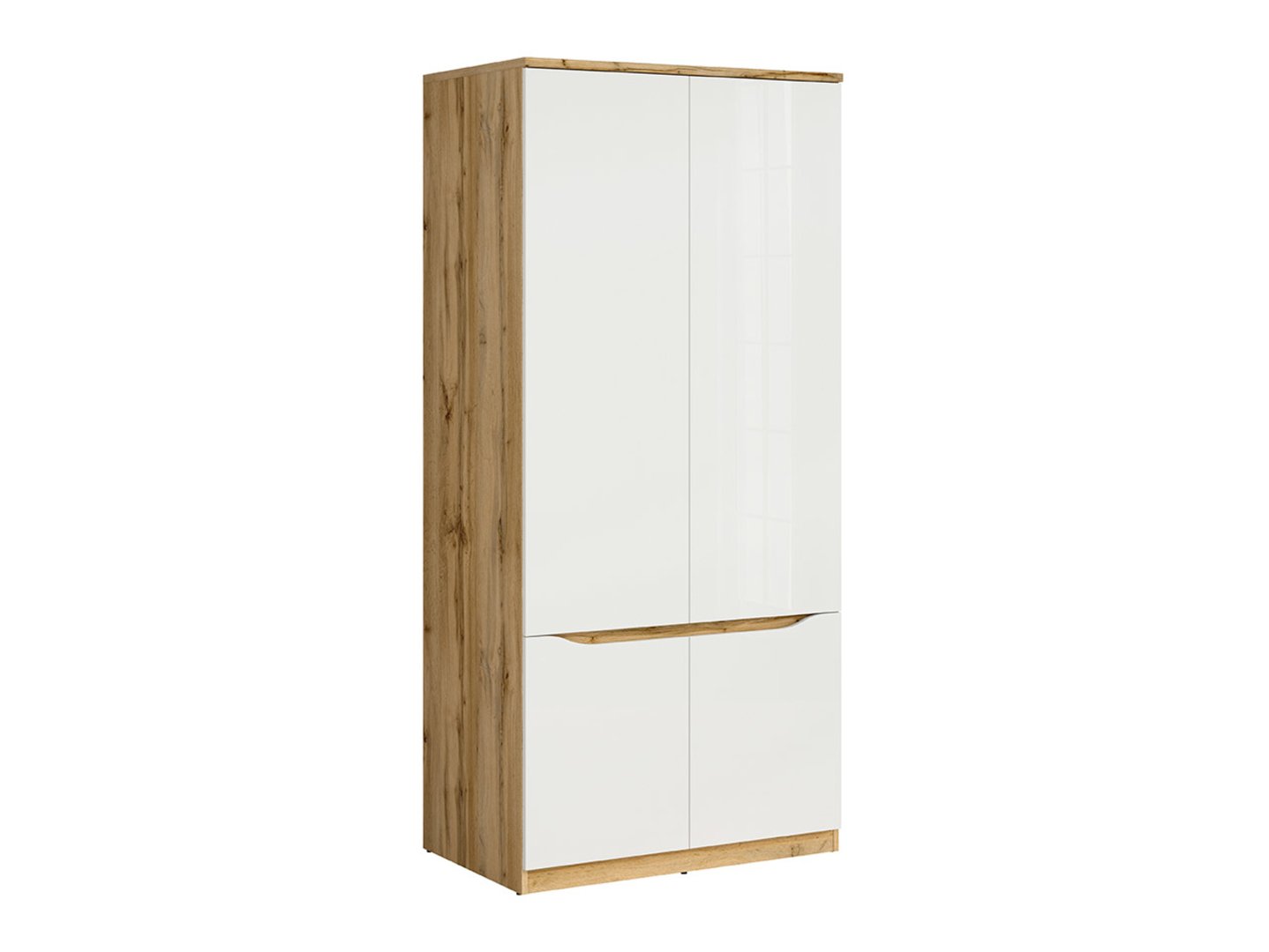 NUIS four-door wardrobe, 90 cm, wotan oak/glossy white