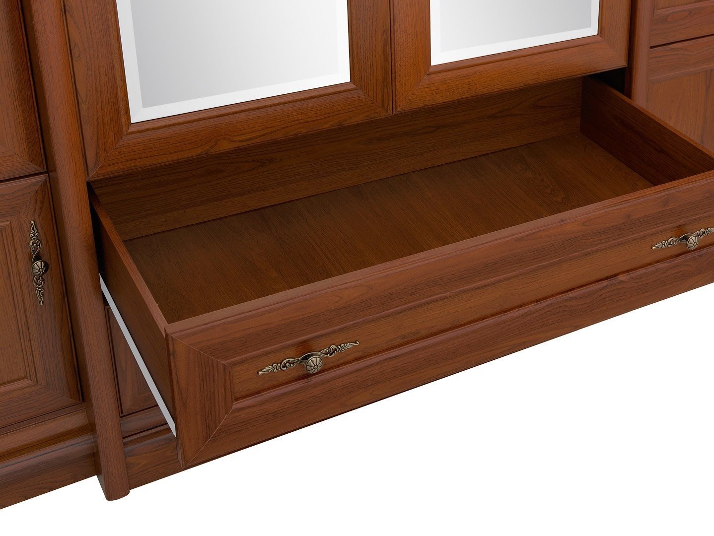 Four-door wardrobe with two drawers KENT 227 cm chestnut - Image 2