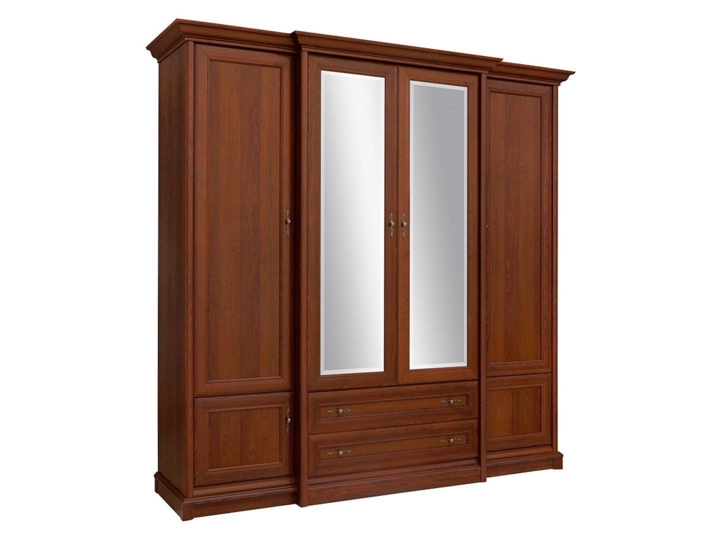 Four-door wardrobe with two drawers KENT 227 cm chestnut - Image 5