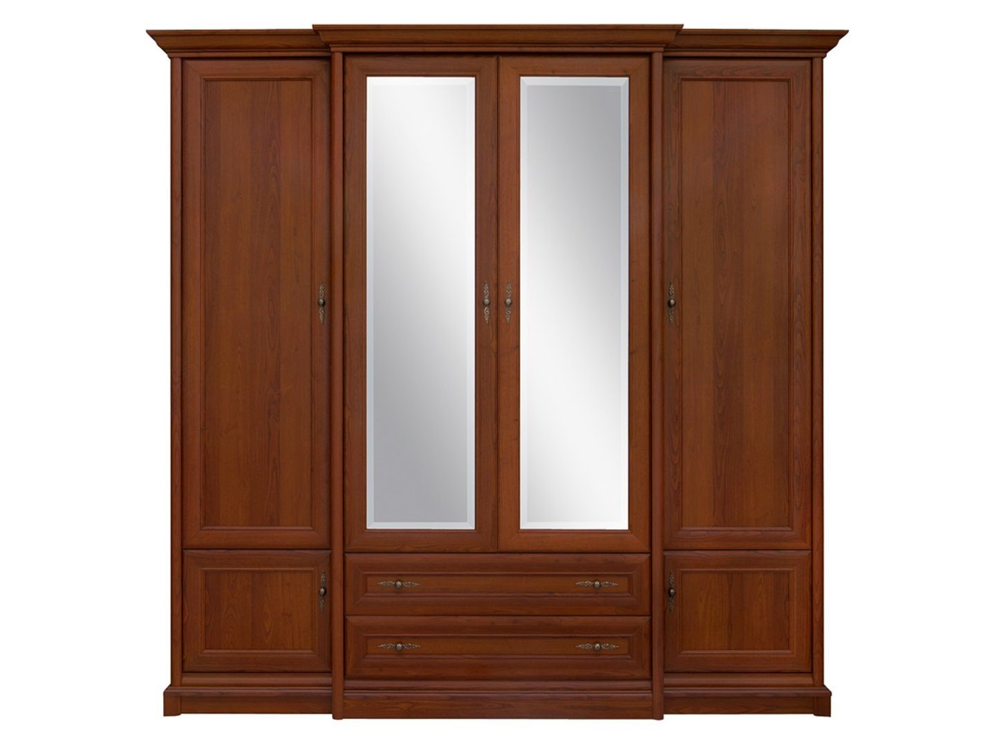 Four-door wardrobe with two drawers KENT 227 cm chestnut - Image 6