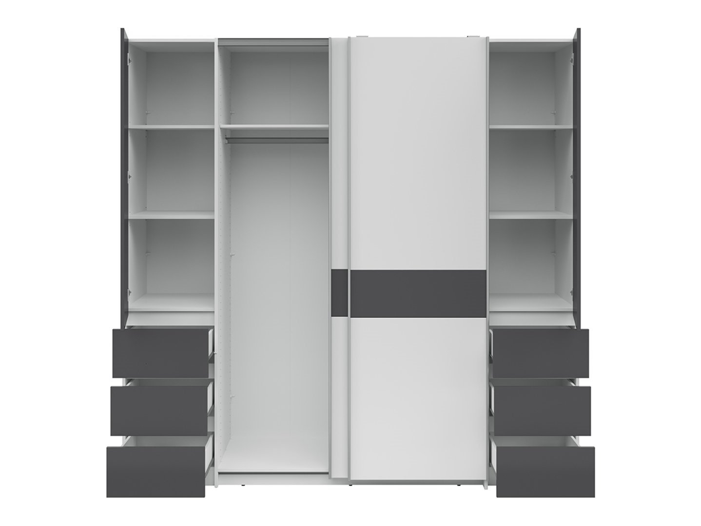 FABIO four-door wardrobe with six drawers, white/garfit - Image 3