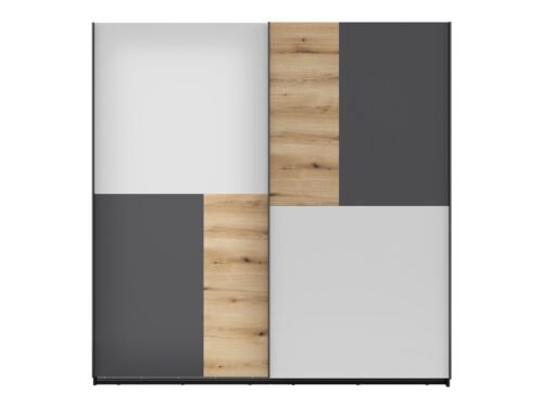 Two-door sliding wardrobe MIX 215 cm black/light gray