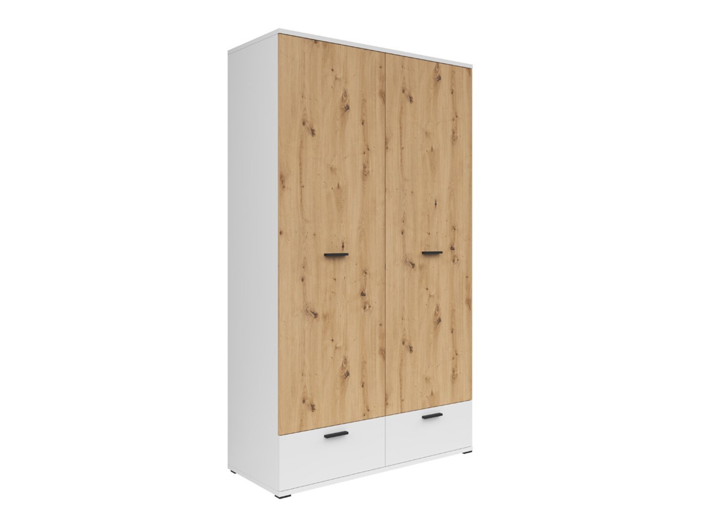 Homeland 119 cm two-door wardrobe with 2 drawers, white/artisan oak