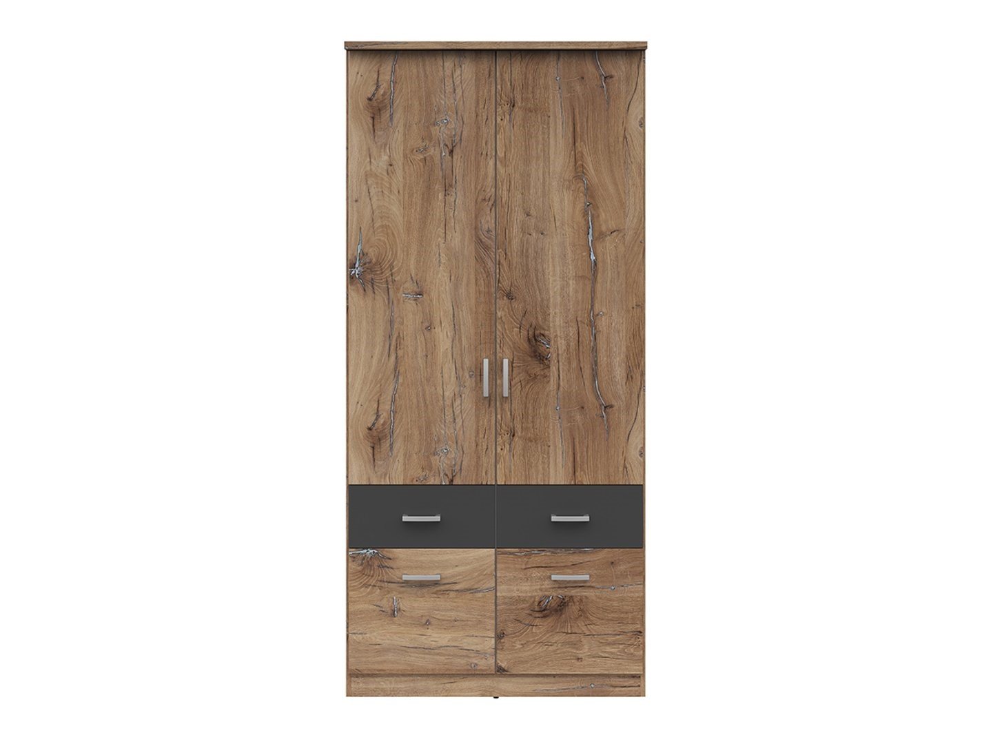 Two-door wardrobe with four drawers BRANDO 2, dark oak flag color/textile/graphite - Image 2