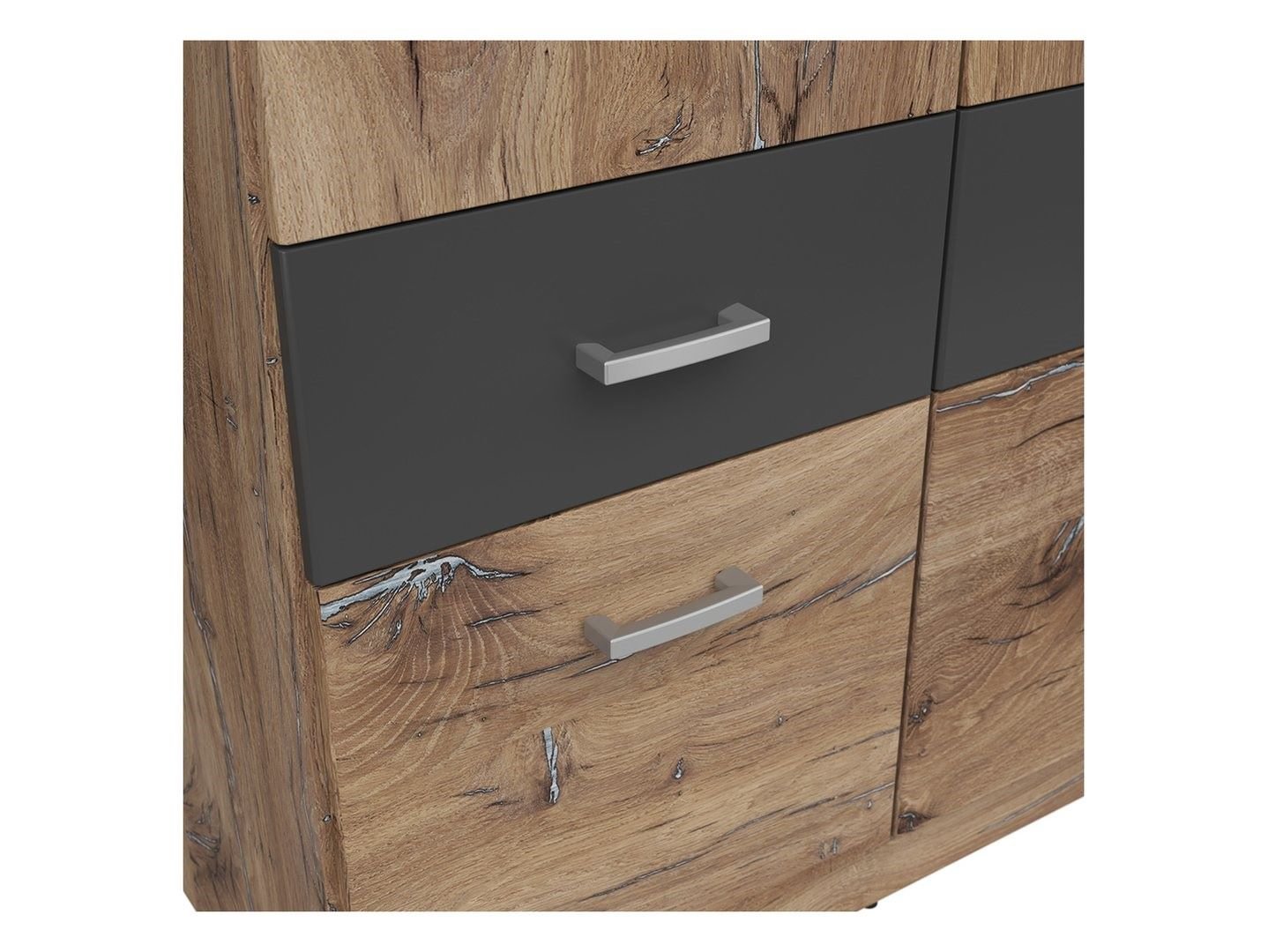 Two-door wardrobe with four drawers BRANDO 2, dark oak flag color/textile/graphite - Image 4