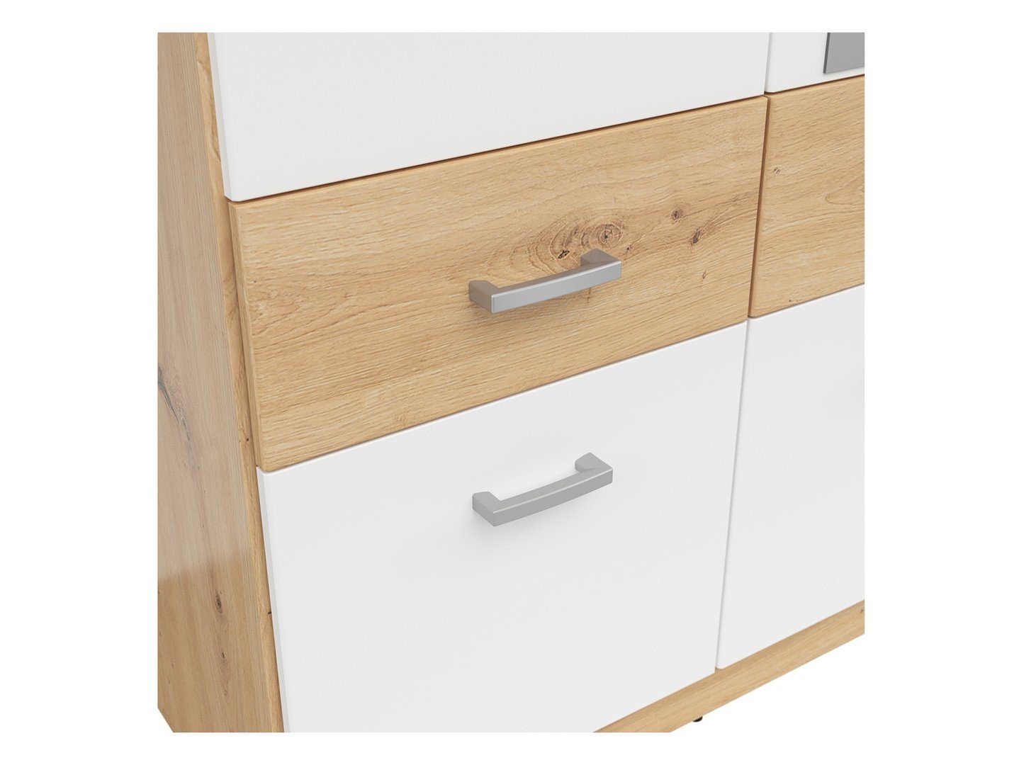 Two-door wardrobe with four drawers and mirror BRANDO 2, oak/textile/white - Image 4