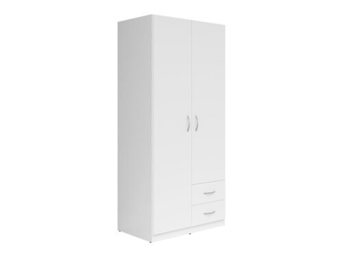 Two-door wardrobe with two drawers CASAO white/textile