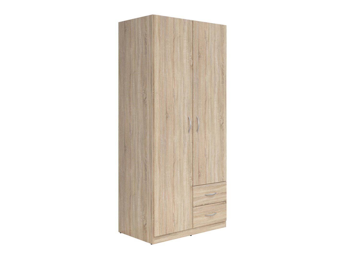 CASAO two-door wardrobe with two drawers, Sonoma oak/textile
