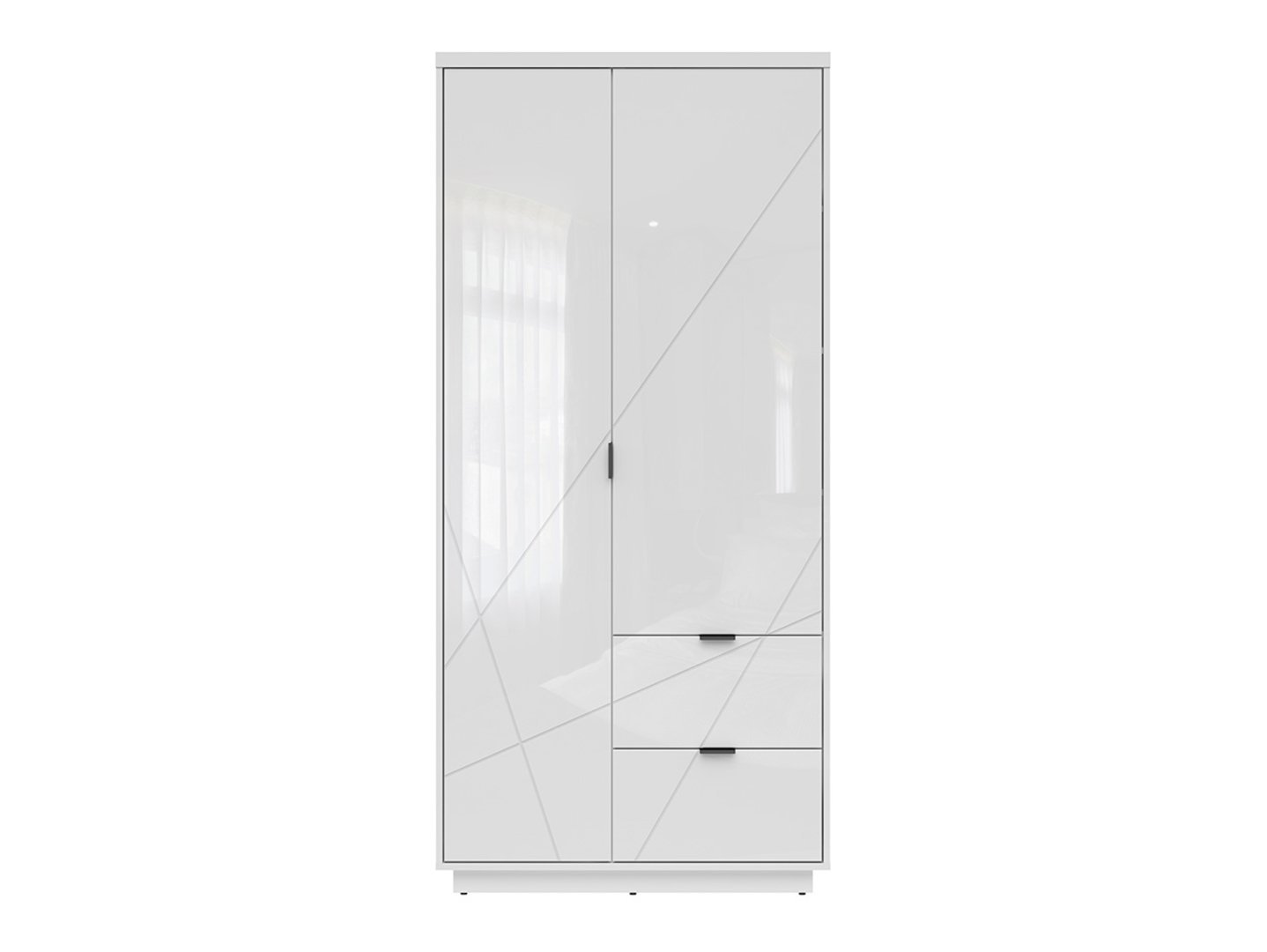 FORN two-door wardrobe with two drawers, 94 cm, white, high-gloss