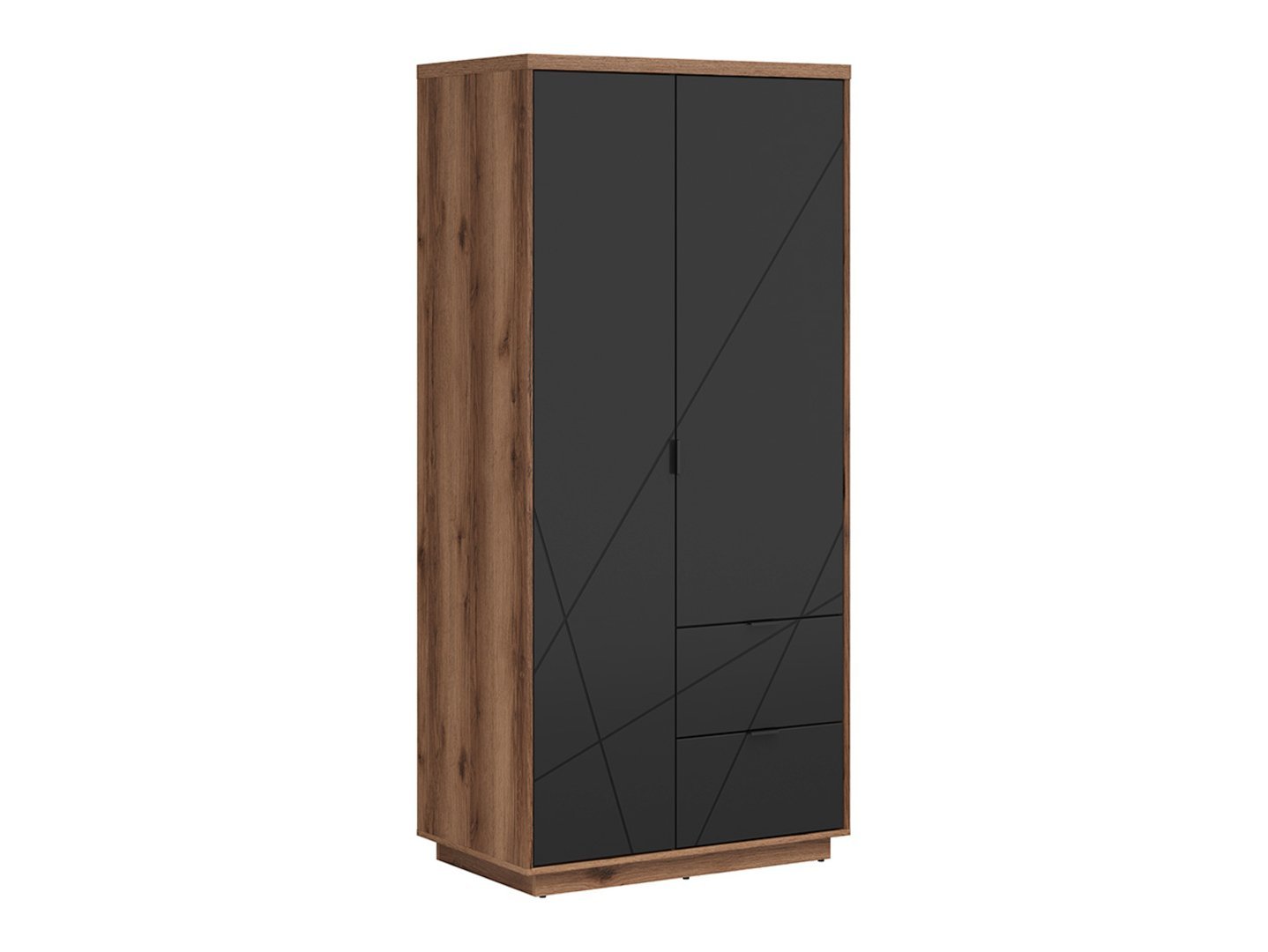 FORN two-door wardrobe with two drawers, 94 cm, Delano dark oak/matt black - Image 5