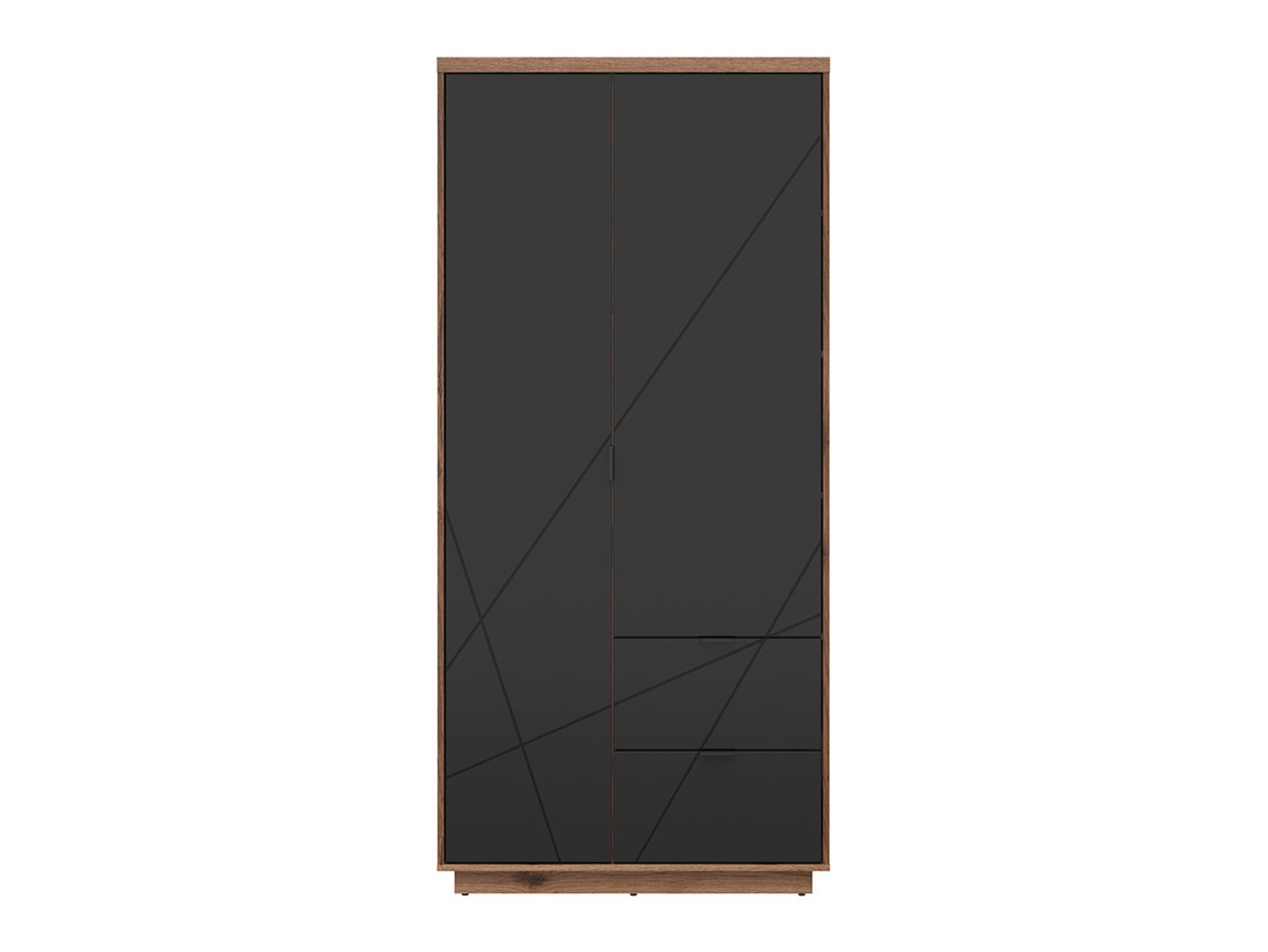 FORN two-door wardrobe with two drawers, 94 cm, Delano dark oak/matt black