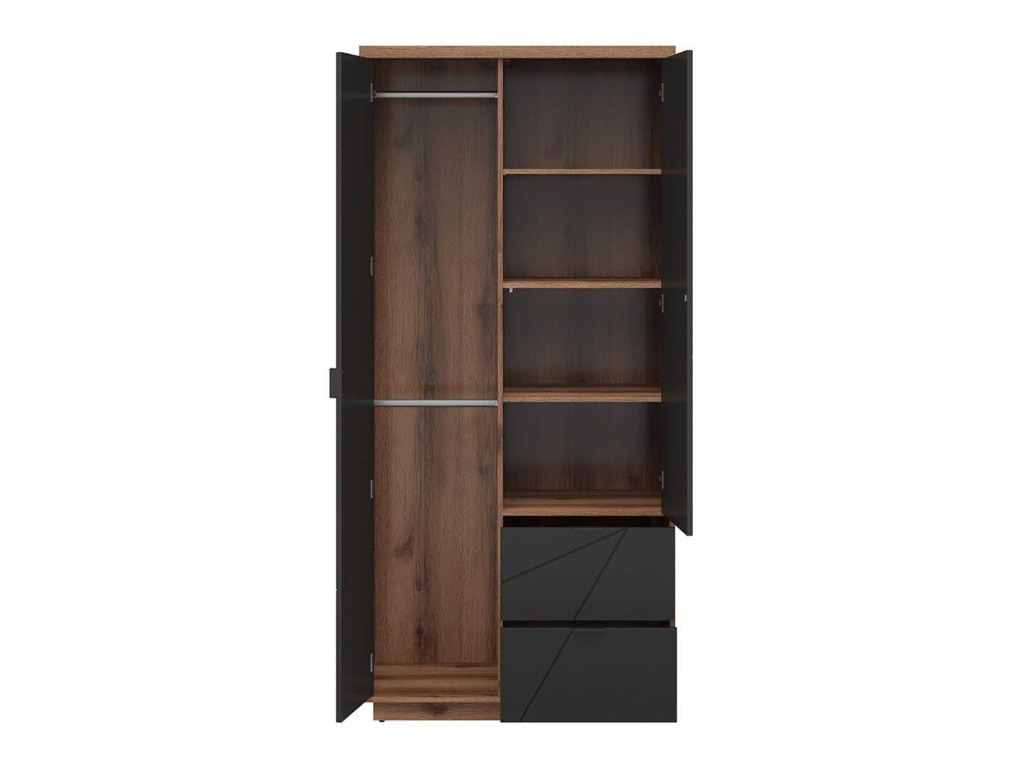 FORN two-door wardrobe with two drawers, 94 cm, Delano dark oak/matt black - Image 3