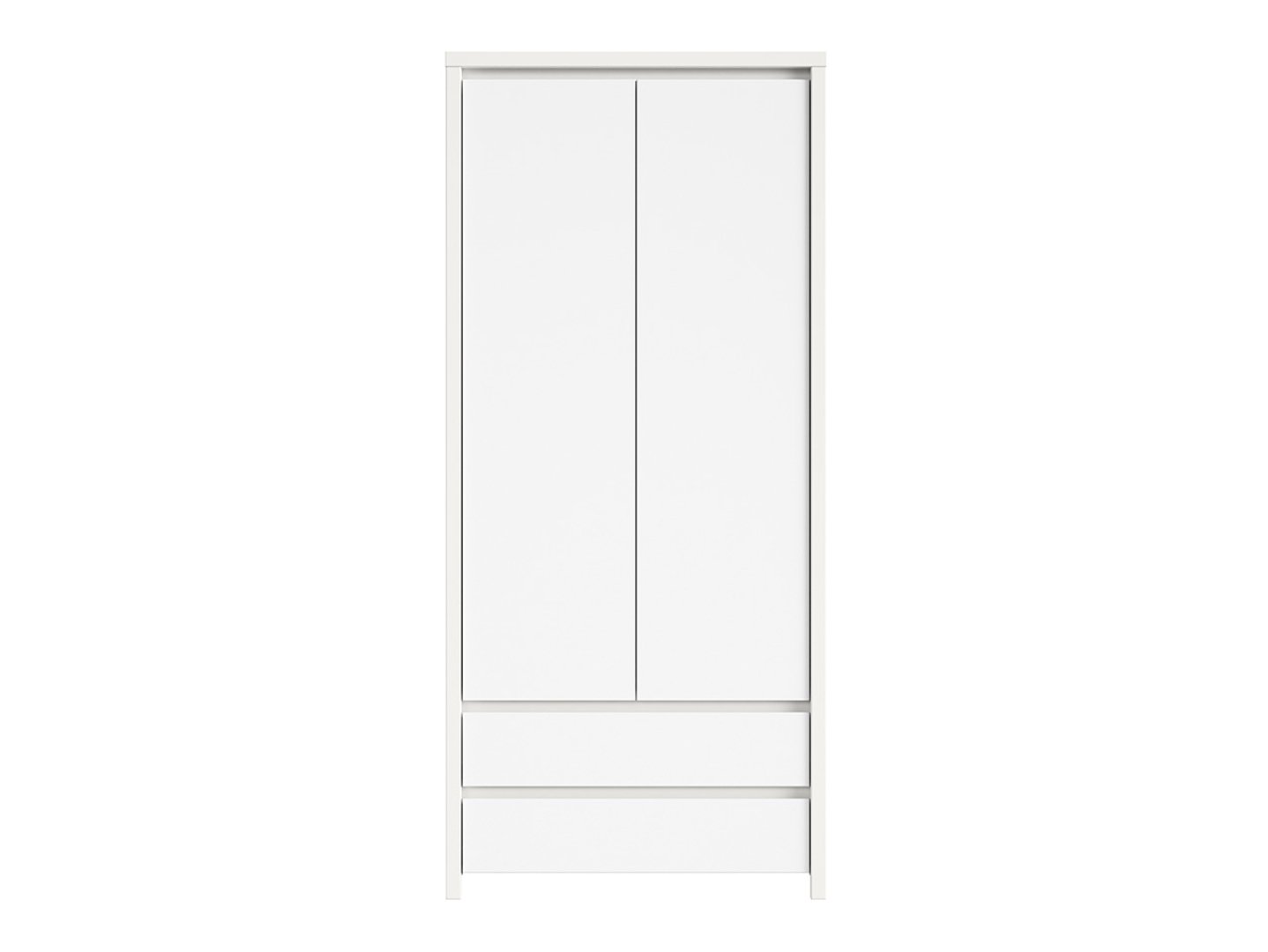 Two-door wardrobe with two drawers KASPIAN 90 cm white/matte white - Image 2