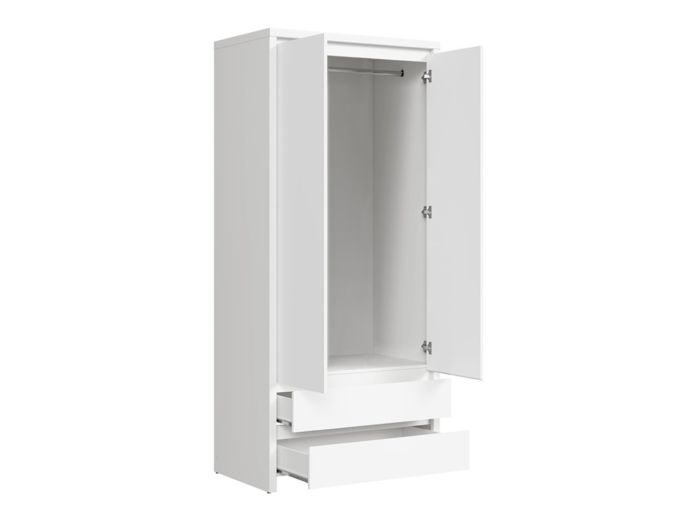 Two-door wardrobe with two drawers KASPIAN 90 cm white/matte white - Image 3