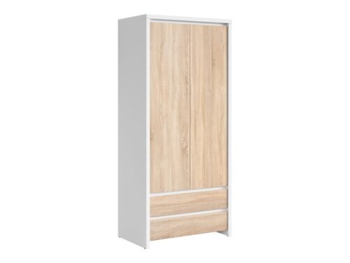 Two-door wardrobe with two drawers KASPIAN 90 cm white/sonoma oak