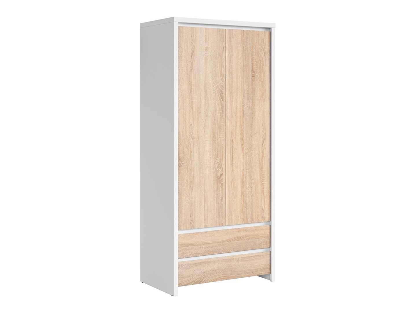 Two-door wardrobe with two drawers KASPIAN 90 cm white/sonoma oak