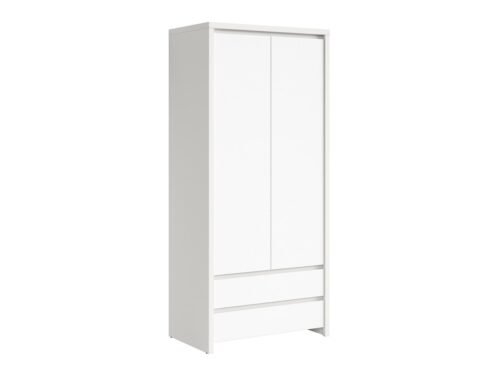 Two-door wardrobe with two drawers KASPIAN 90 cm white/matte white
