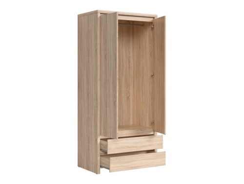 Two-door wardrobe with two drawers KASPIAN 90 cm Sonoma oak/Sonoma oak