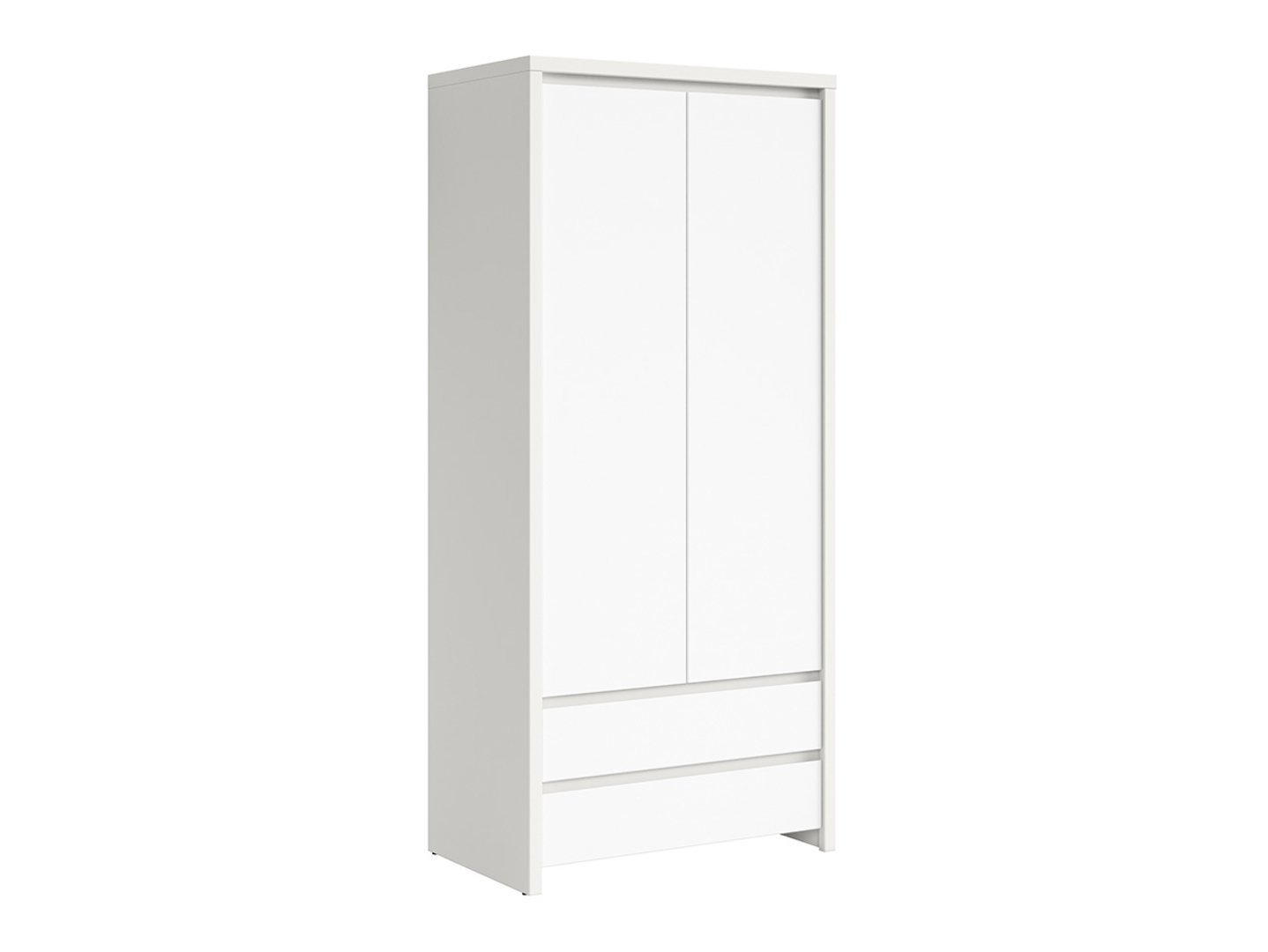 Two-door wardrobe with two drawers KASPIAN 90 cm white/matte white