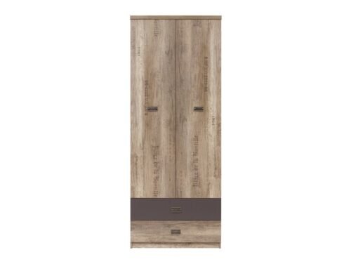 Two-door wardrobe with two drawers MALCOLM 80 cm, imitation monumental oak/imitation monumental oak with pattern