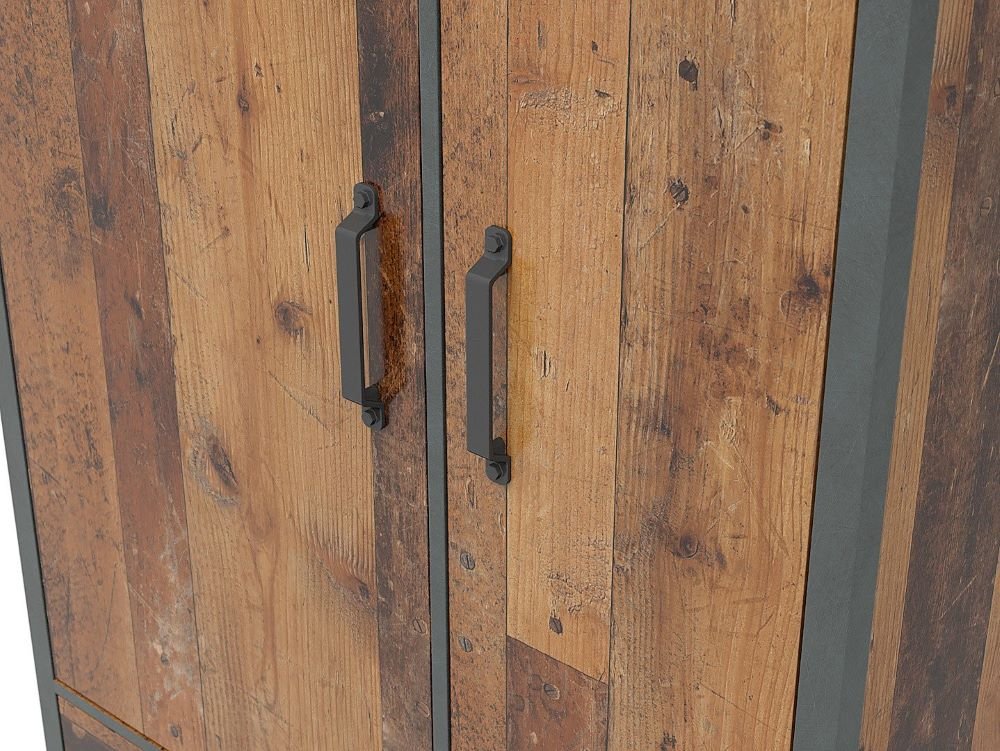Two-door wardrobe with two drawers WESTON 90 cm, antique style, dark pine/mattress - Image 4