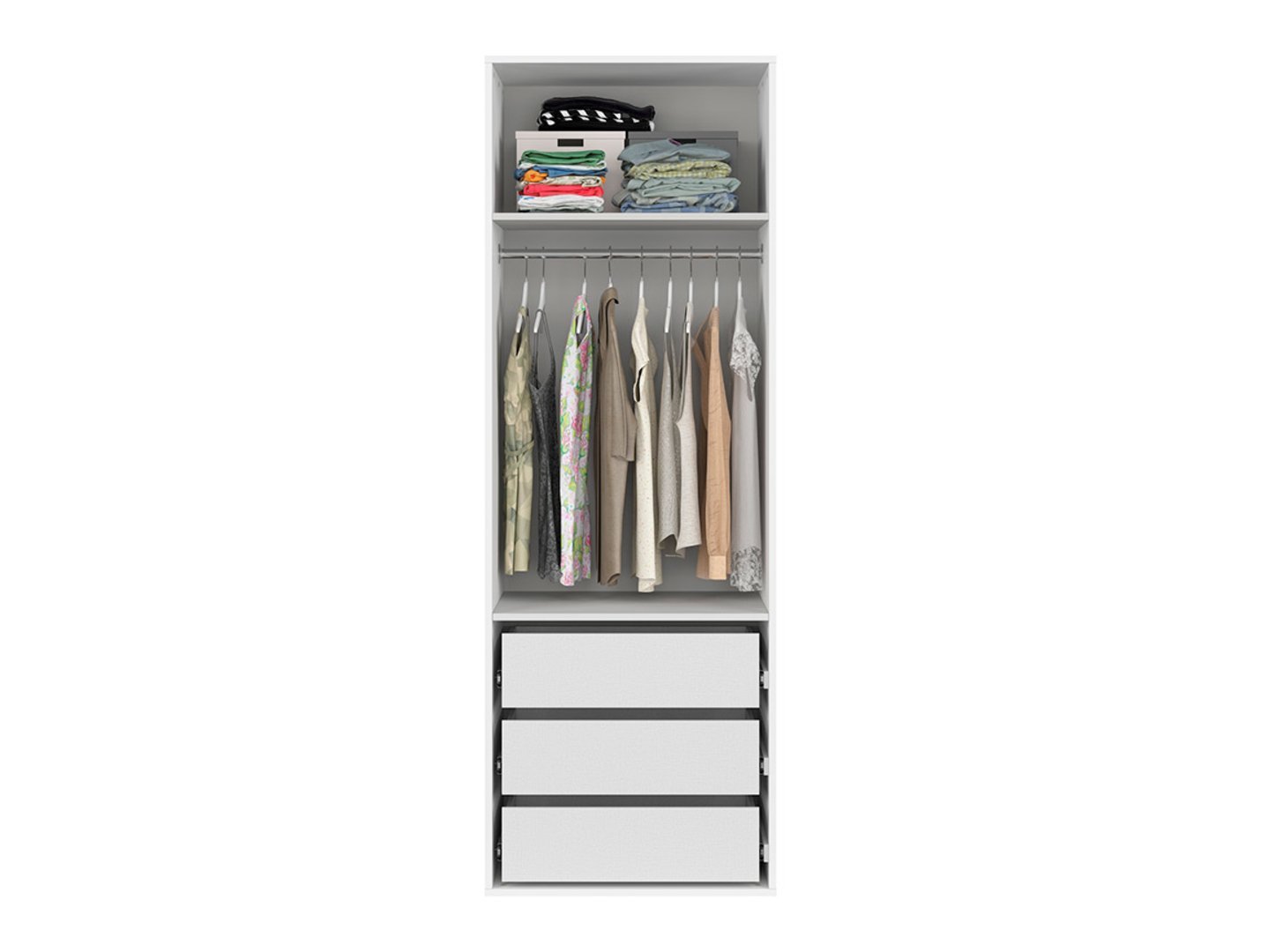 FLEX 75 cm two-door wardrobe with mirror, white/gray - Image 2