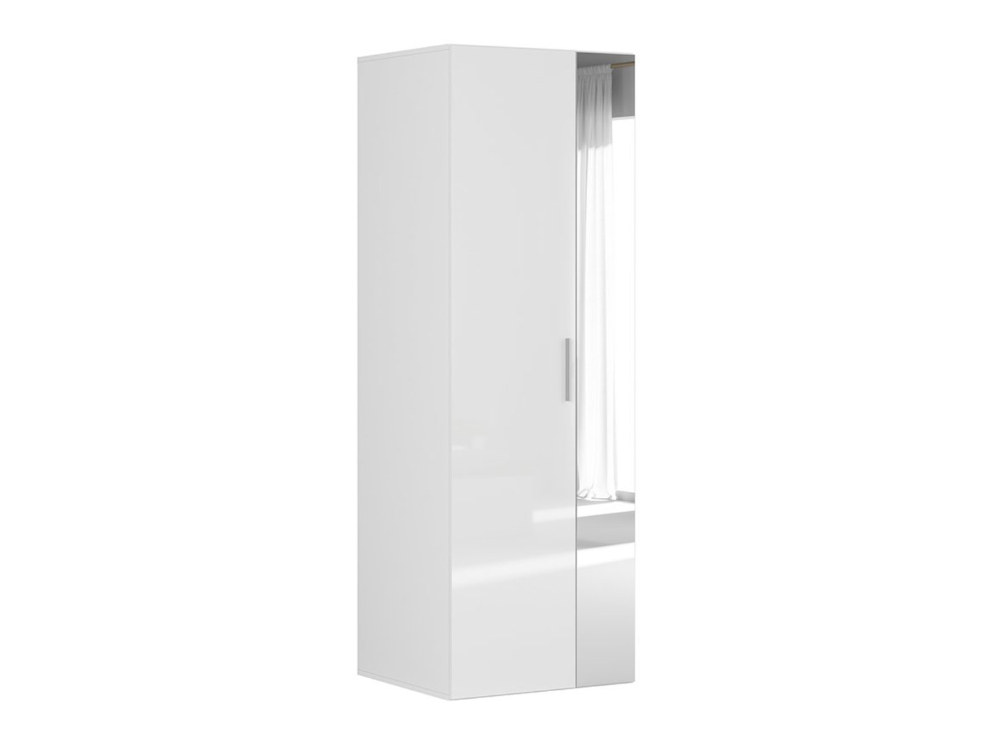 FLEX 75 cm two-door wardrobe with mirror, white/gray - Image 5