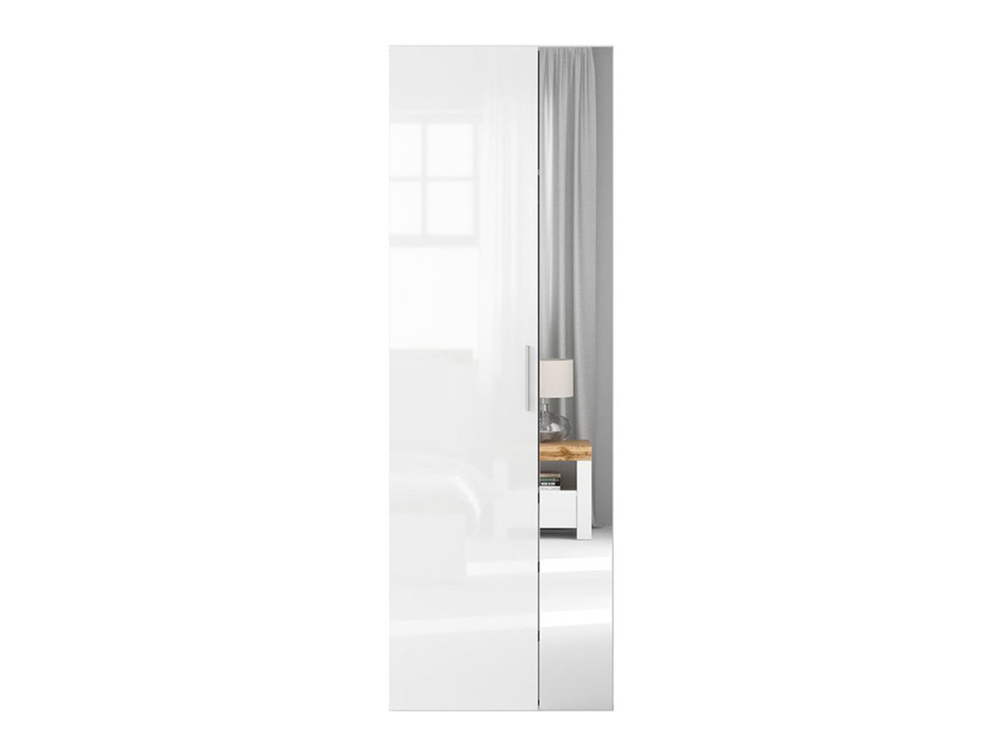 FLEX 75 cm two-door wardrobe with mirror, white/gray - Image 6