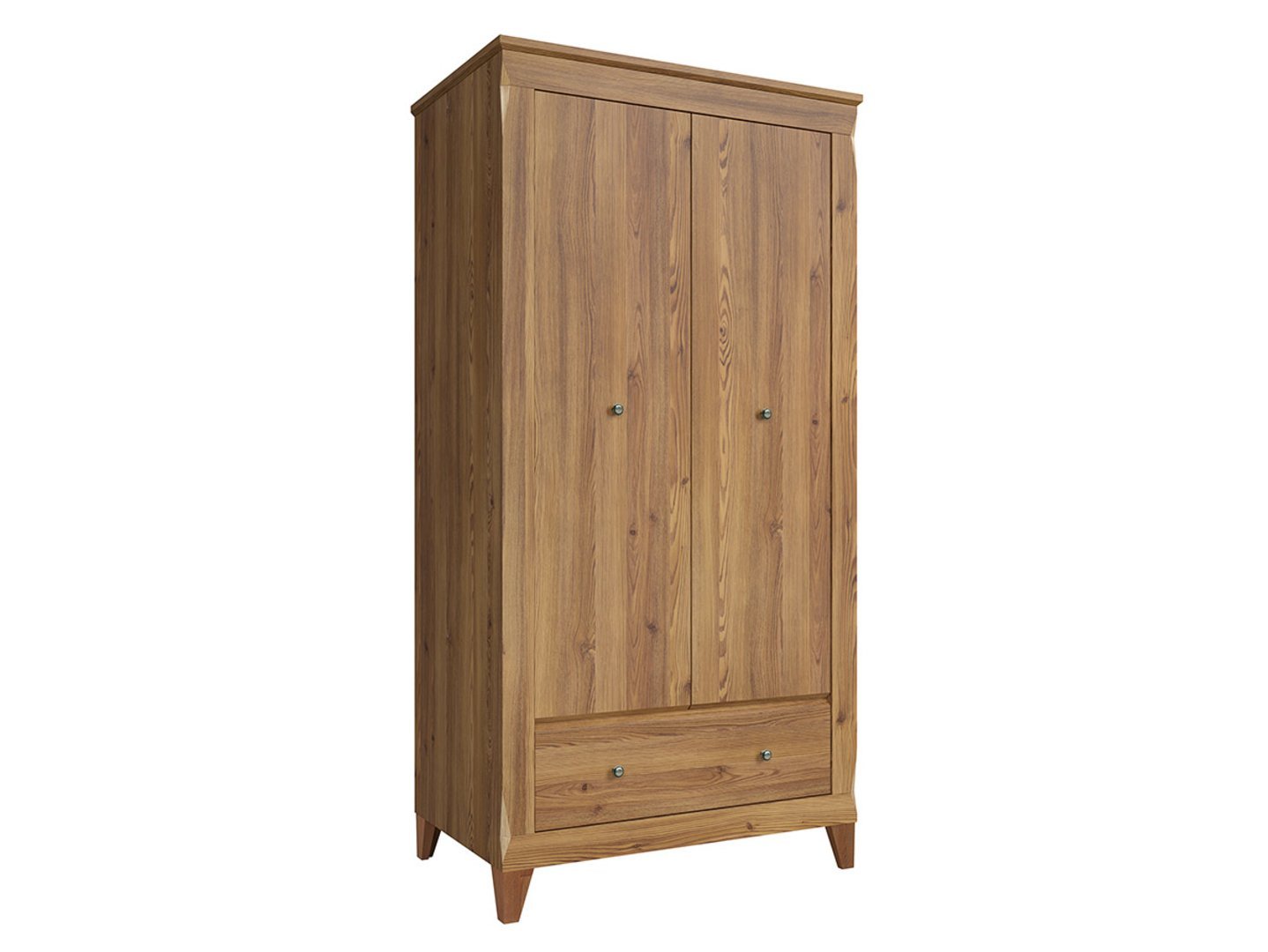 BERGEN two-door wardrobe with drawer, 102 cm, Sibiu larch, gold color - Image 5