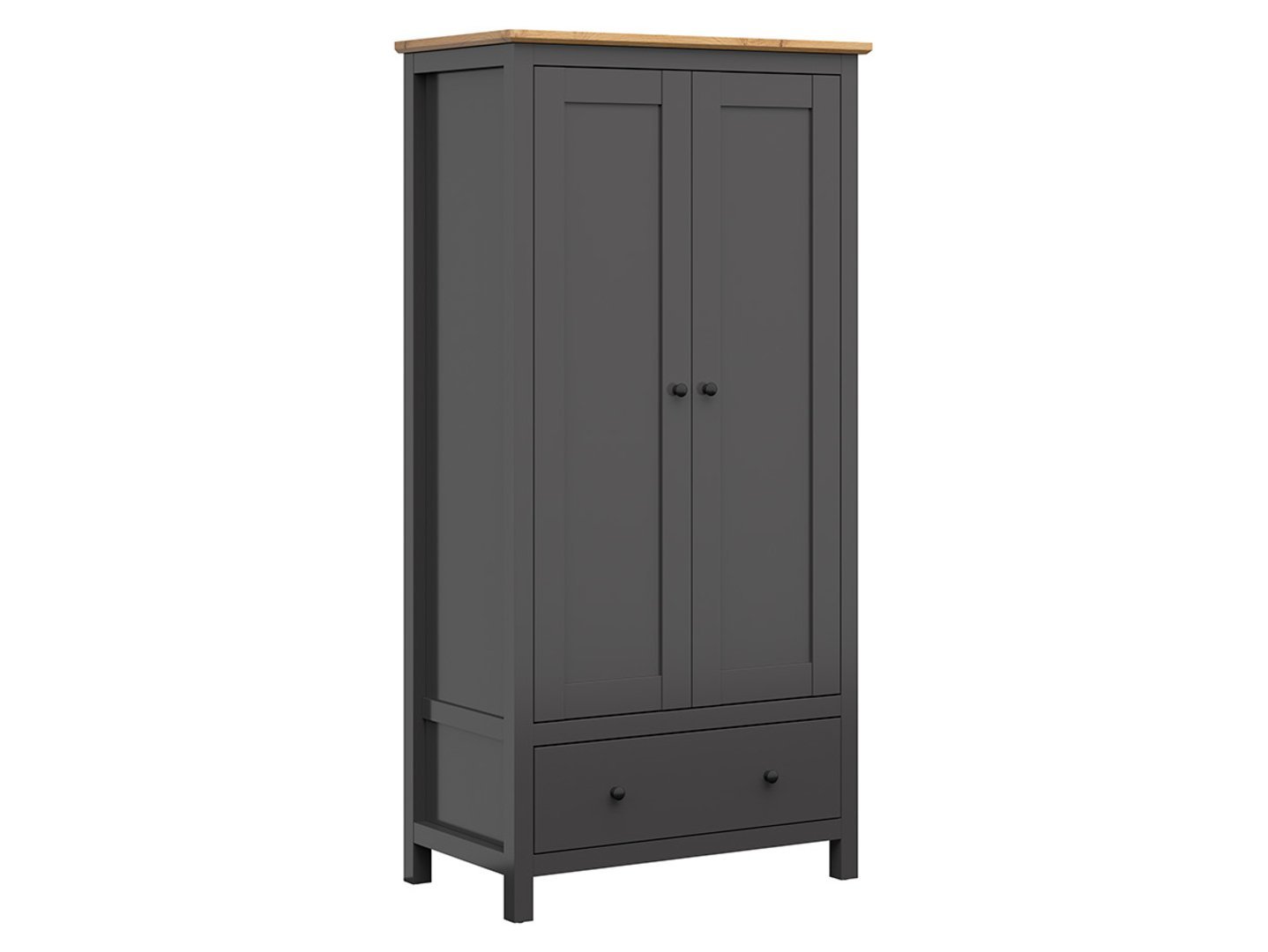 HESEN 101 cm graphite/artisan oak two-door wardrobe with drawer