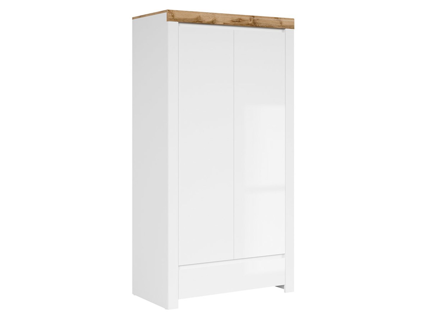HOLTEN 106 cm white/wotan oak two-door wardrobe with drawer