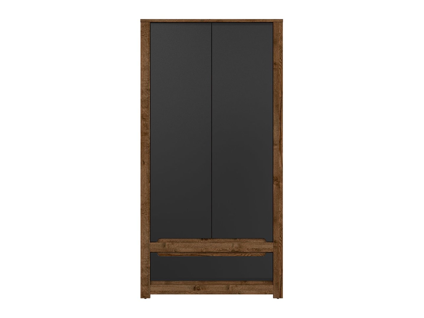 Two-door wardrobe with drawer RUSO 104 cm, ash oak/matte black - Image 2