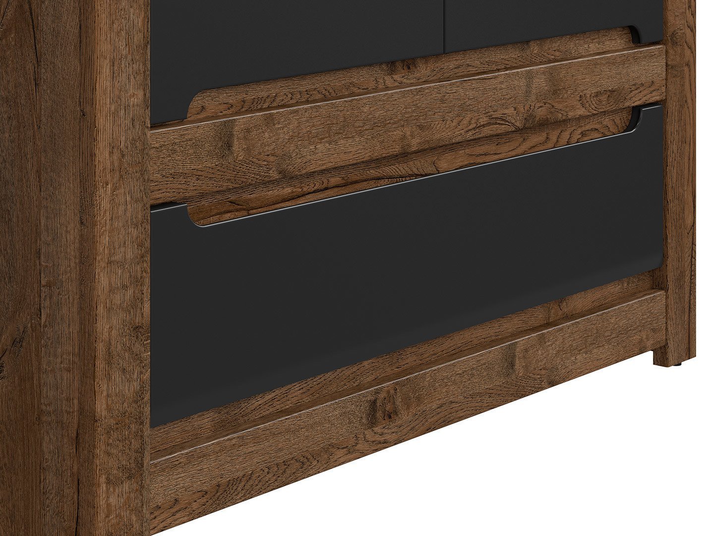 Two-door wardrobe with drawer RUSO 104 cm, ash oak/matte black - Image 4