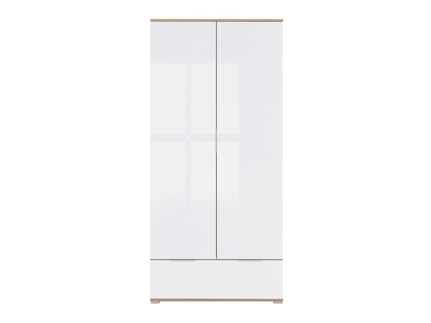 ZELE two-door wardrobe with drawer, Wotan oak/glossy white - Image 6
