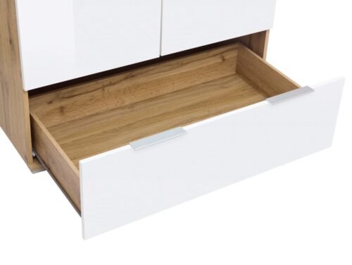 ZELE two-door wardrobe with drawer, Wotan oak/glossy white