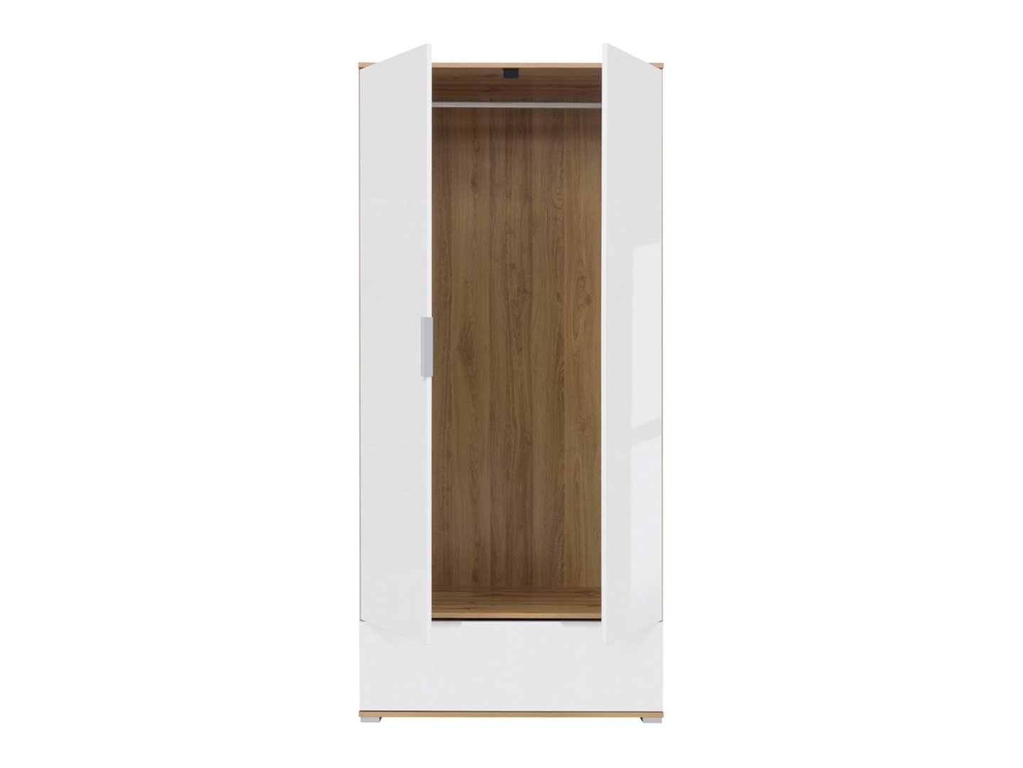 ZELE two-door wardrobe with drawer, Wotan oak/glossy white - Image 7