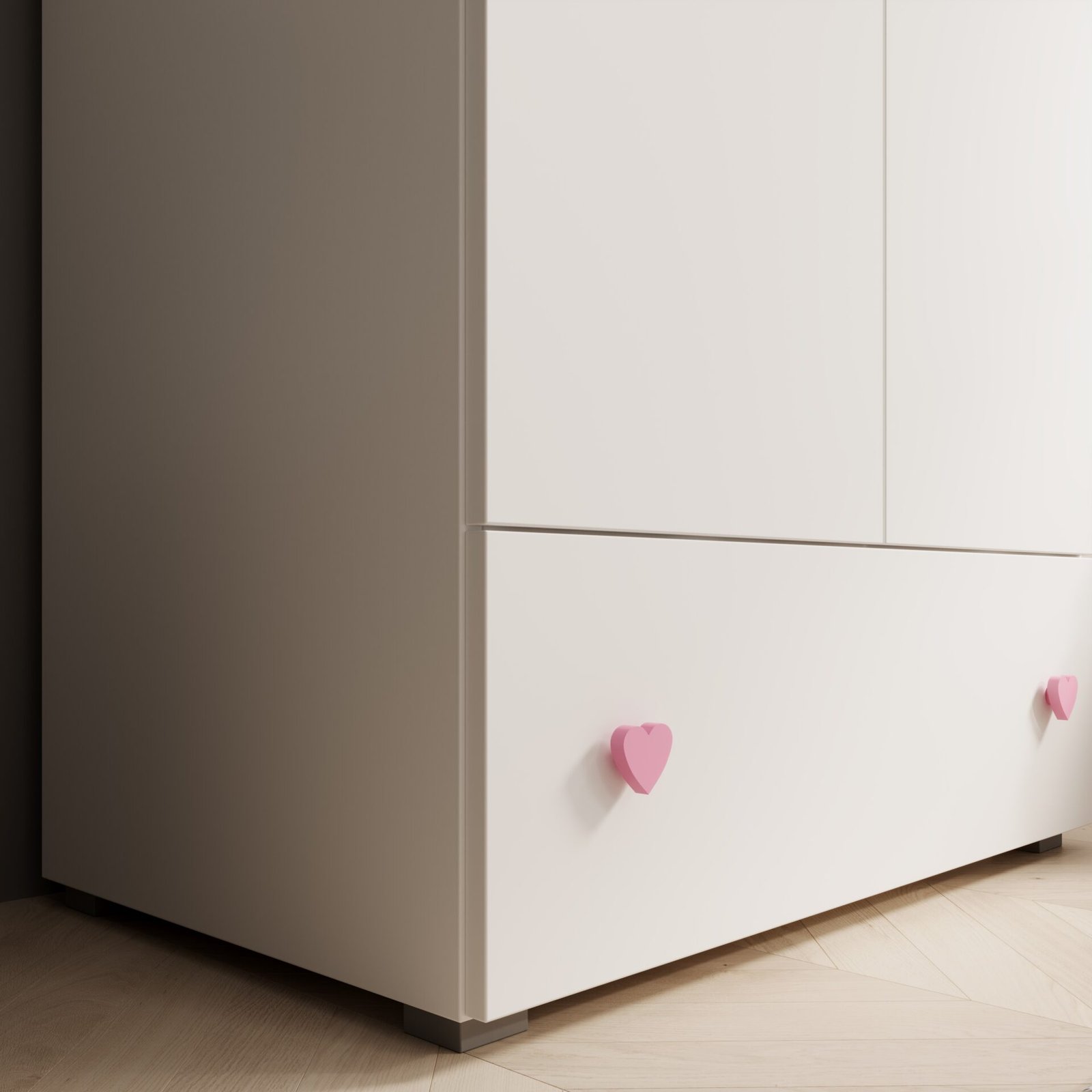 Emily wardrobe with heart-shaped handle, pink, white, ADRK - Image 4