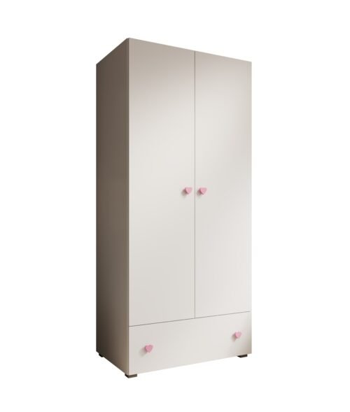 Emily wardrobe with heart-shaped handle, pink, white, ADRK