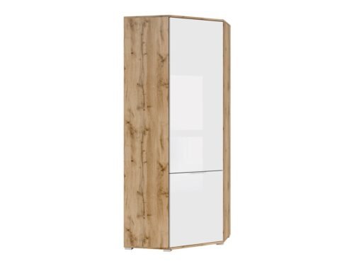 ZELE single-door corner wardrobe 78×78 cm Wotan oak/white glossy color